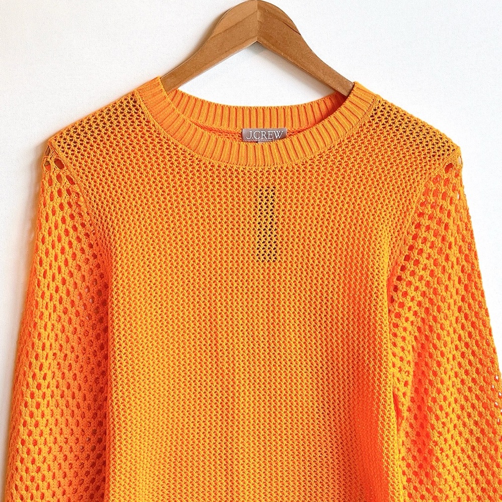 NEW J. Crew Shirt Crochet Crewneck Beach Sweater Orange Nautical Swim Resort - Picture 5 of 12